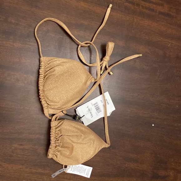 VITAMIN A Tie Side Bikini Bottom in golden glow. Bottom and top. Top size 8 M. - Picture 13 of 13